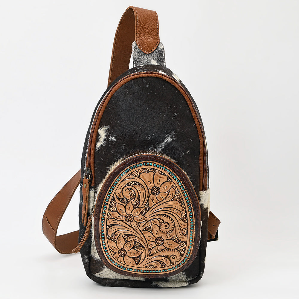 ADBGA548 American Darling Genuine Cowhide & Tooled Leather Sling Bag Western Crossbody Backpack