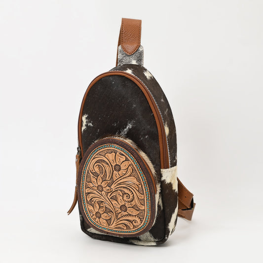 ADBGA548 American Darling Genuine Cowhide & Tooled Leather Sling Bag Western Crossbody Backpack