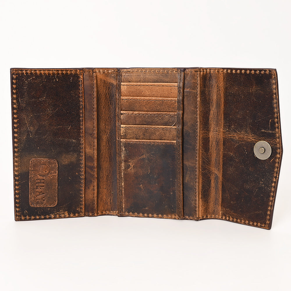 OHG164  Wallet Hand Tooled Hair on Genuine Leather Western Bag