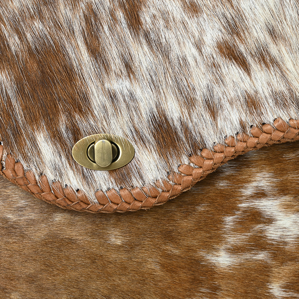 ADBGM399 Hair-On Cowhide Leather Messenger Bag with Braided Trim - American Darling