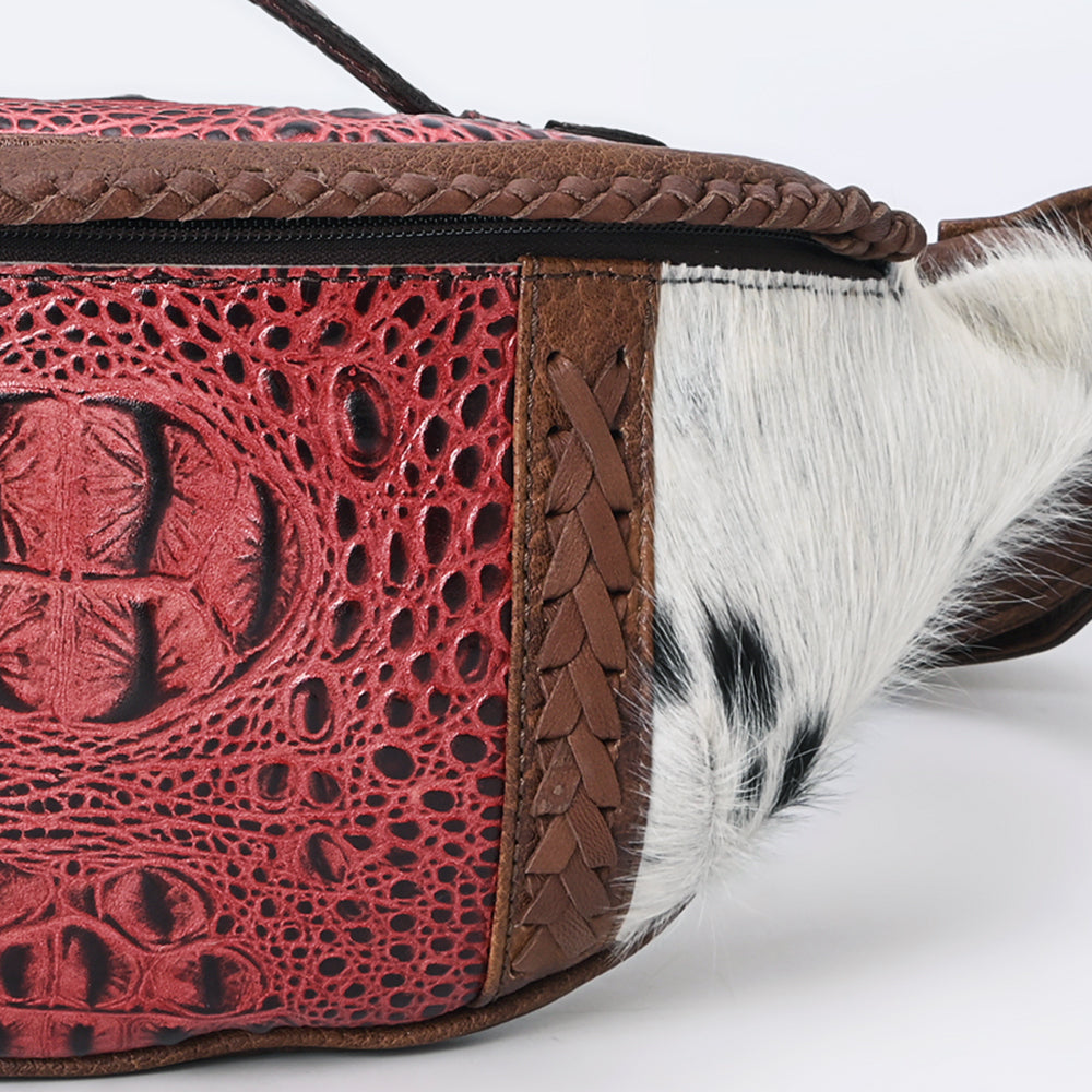ADBG1441 American Darling Handcrafted Western Leather Fanny Pack - Hair-On Cowhide Genuine Leather
