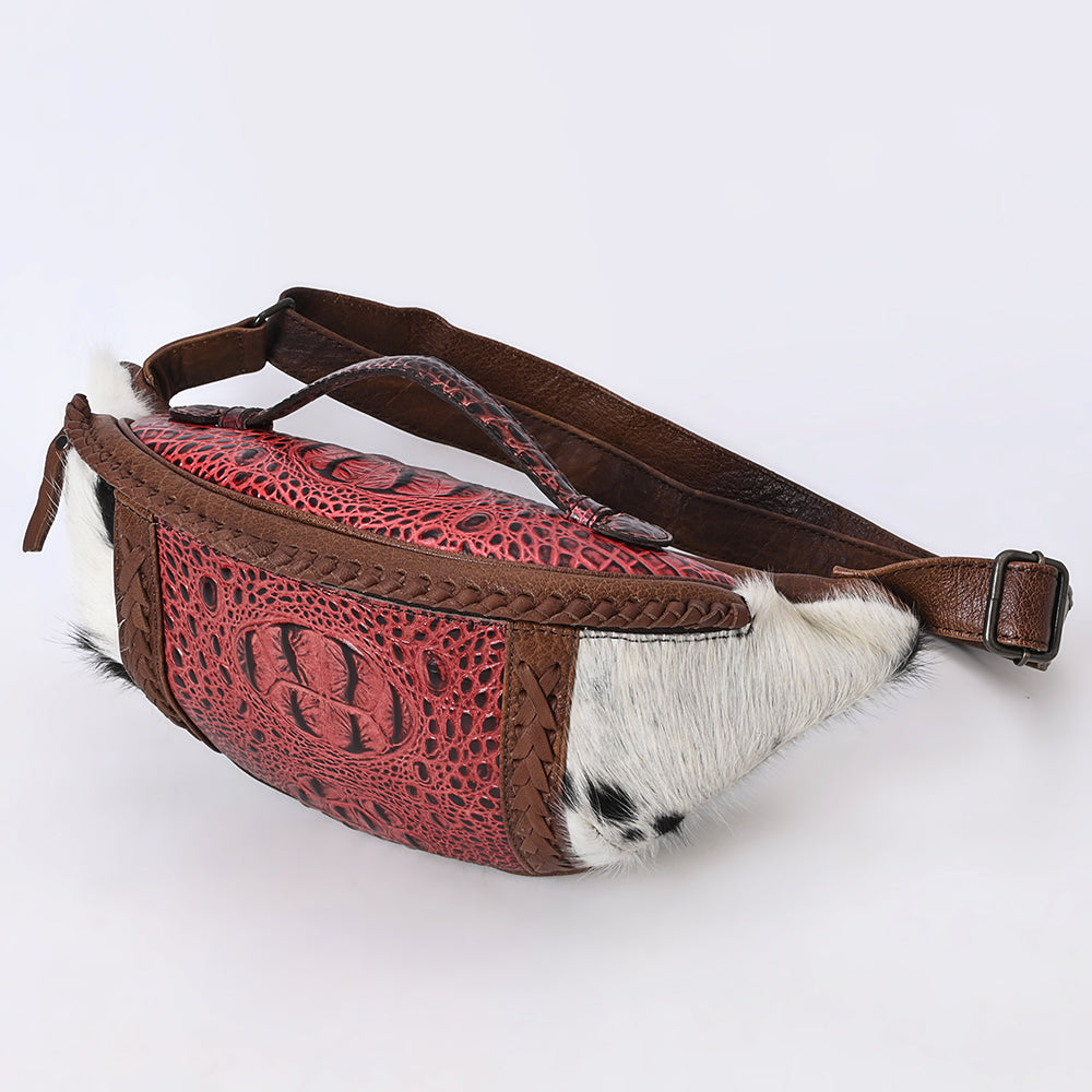 ADBG1441 American Darling Handcrafted Western Leather Fanny Pack - Hair-On Cowhide Genuine Leather