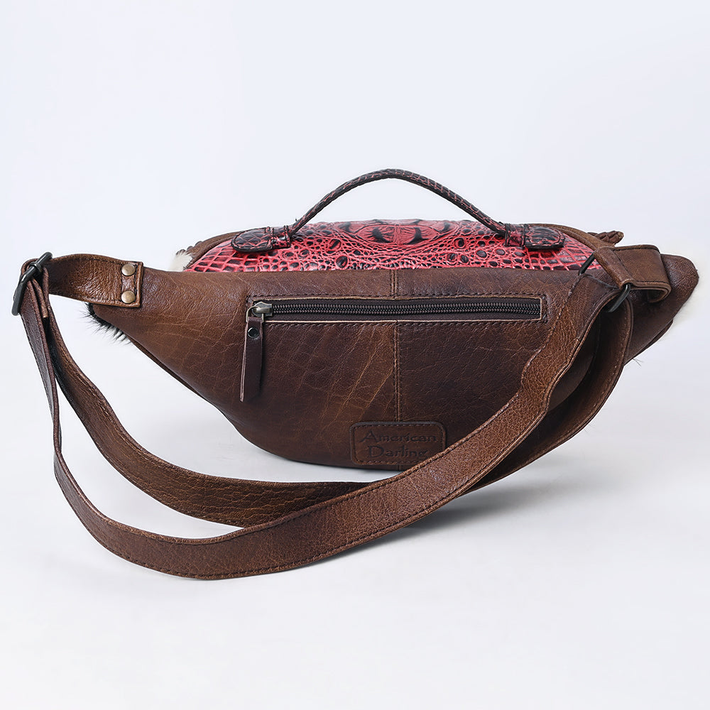 ADBG1441 American Darling Handcrafted Western Leather Fanny Pack - Hair-On Cowhide Genuine Leather