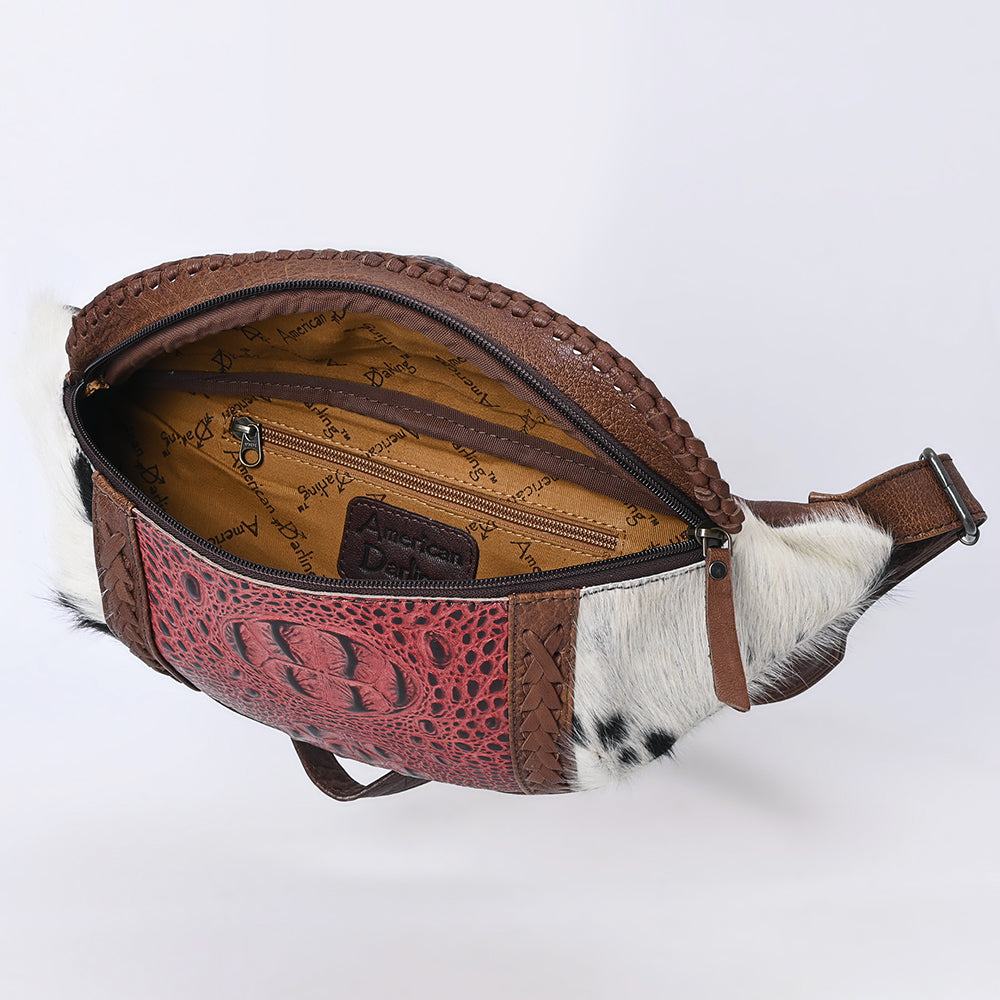 ADBG1441 American Darling Handcrafted Western Leather Fanny Pack - Hair-On Cowhide Genuine Leather