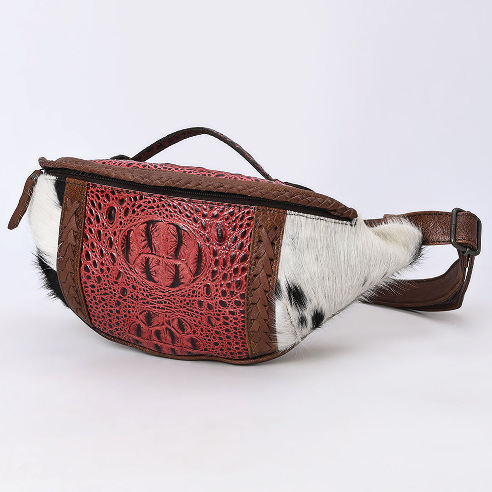 ADBG1441 American Darling Handcrafted Western Leather Fanny Pack - Hair-On Cowhide Genuine Leather