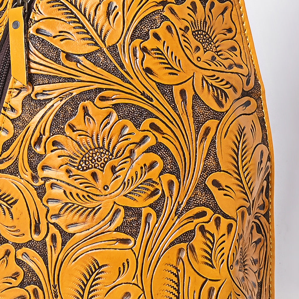 ADBG1443 American Darling Hand-Tooled Western Leather Sling Bag - Midnight Floral Crossbody