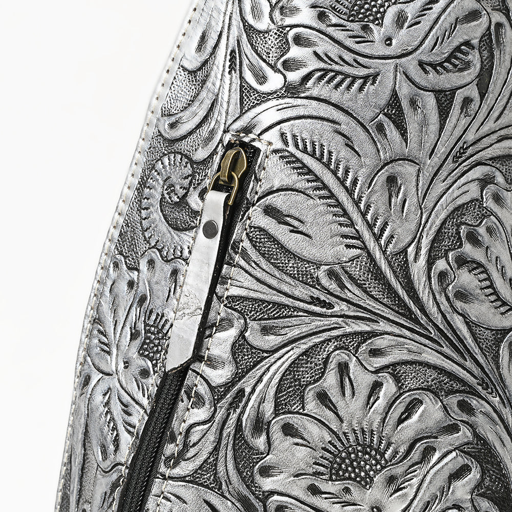 ADBG1443 American Darling Hand-Tooled Western Leather Sling Bag - Midnight Floral Crossbody