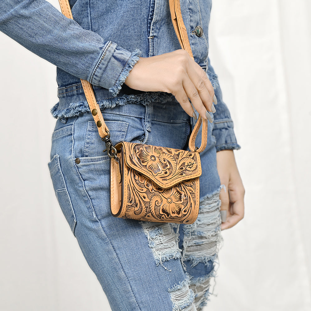 ADBG1444 American Darling Hand Tooled Genuine Leather Western Wallet Bag for Everyday Carry