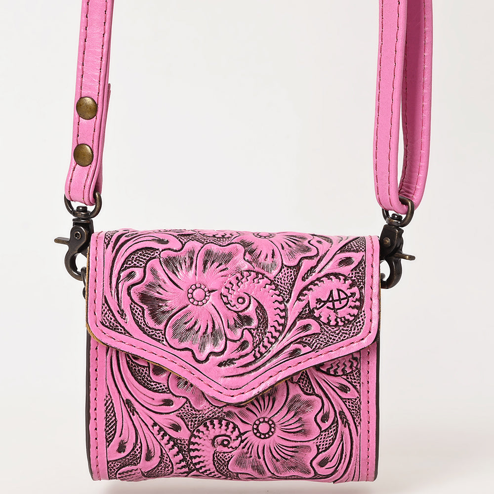 ADBG1444 American Darling Pink Hand Tooled Genuine Leather Western Wallet Bag for Everyday Carry