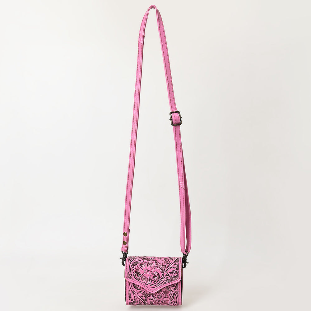 ADBG1444 American Darling Pink Hand Tooled Genuine Leather Western Wallet Bag for Everyday Carry