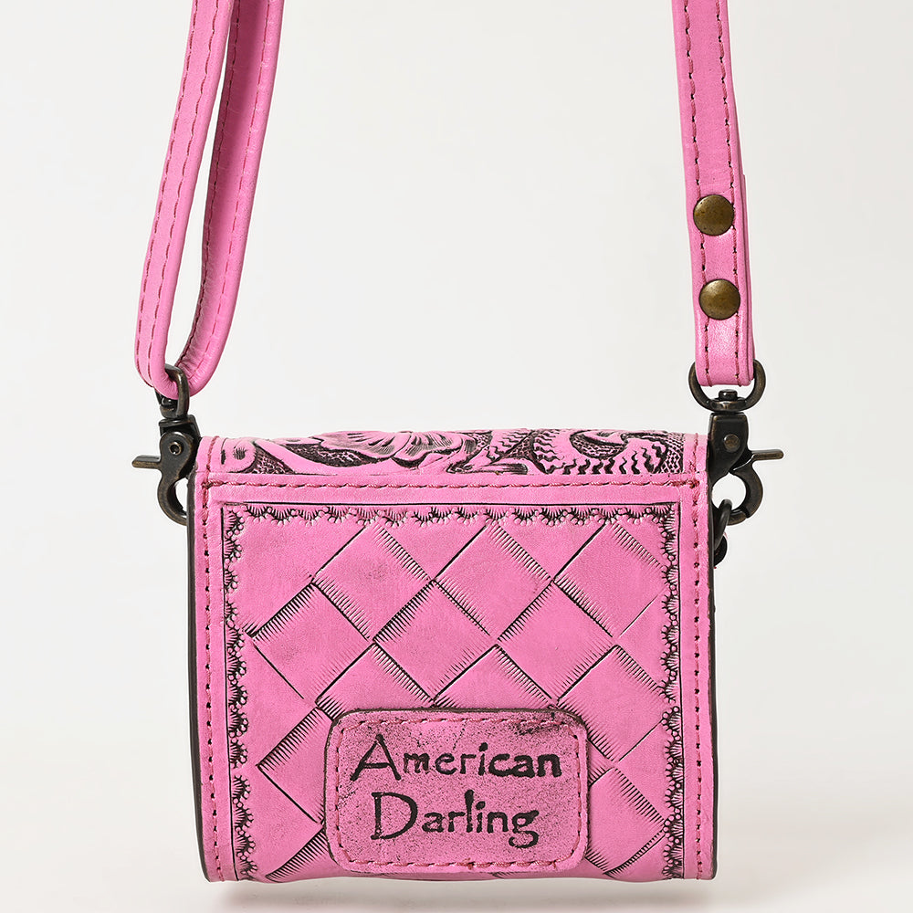 ADBG1444 American Darling Pink Hand Tooled Genuine Leather Western Wallet Bag for Everyday Carry