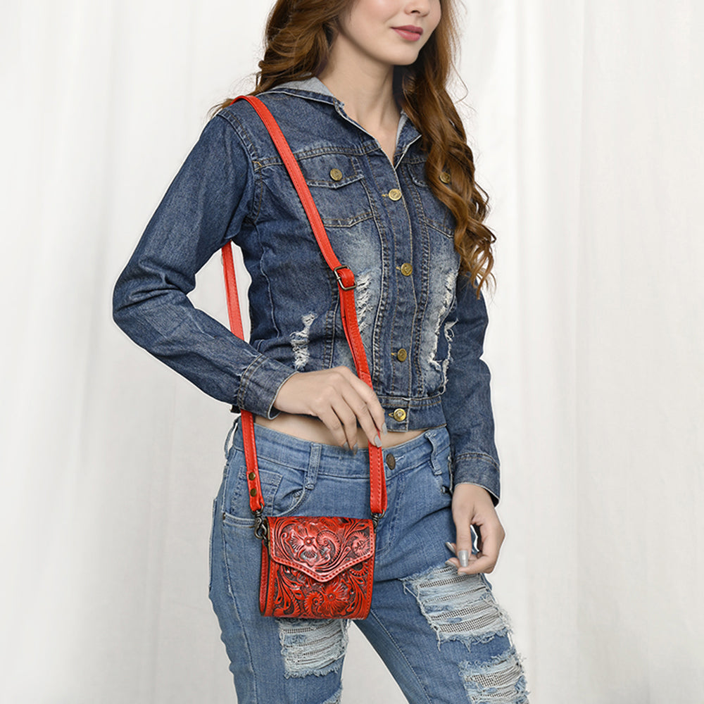 ADBG1444 American Darling Hand Tooled Genuine Leather Western Wallet Bag for Everyday Carry