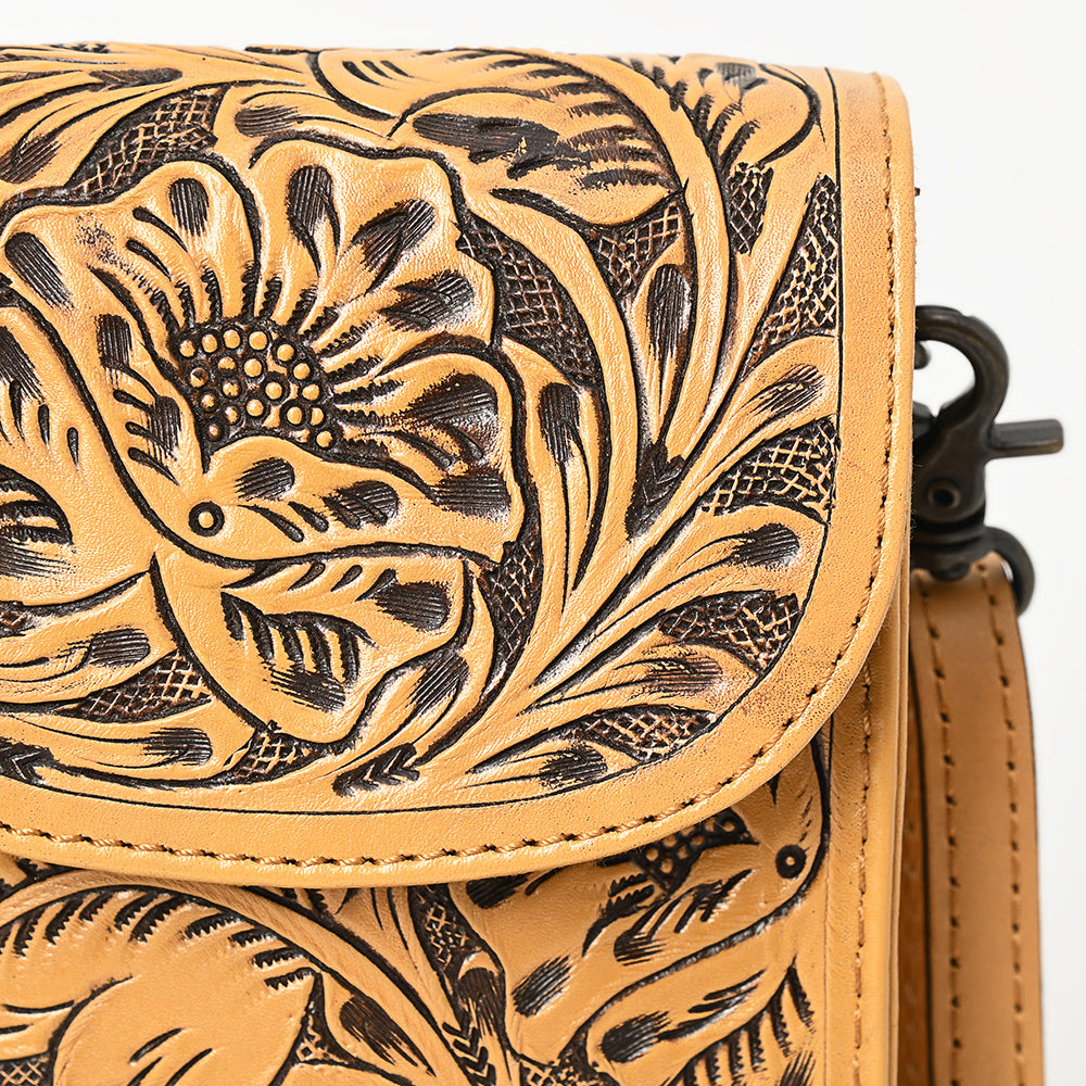 ADBG1448 American Darling Hand Tooled Leather Cell Phone Holder - Western Crossbody