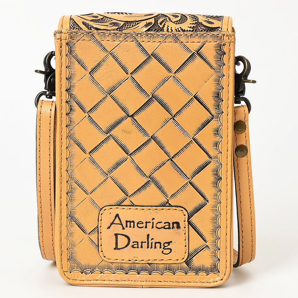ADBG1448 American Darling Hand Tooled Leather Cell Phone Holder - Western Crossbody
