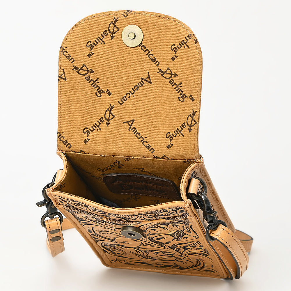 ADBG1448 American Darling Hand Tooled Leather Cell Phone Holder - Western Crossbody