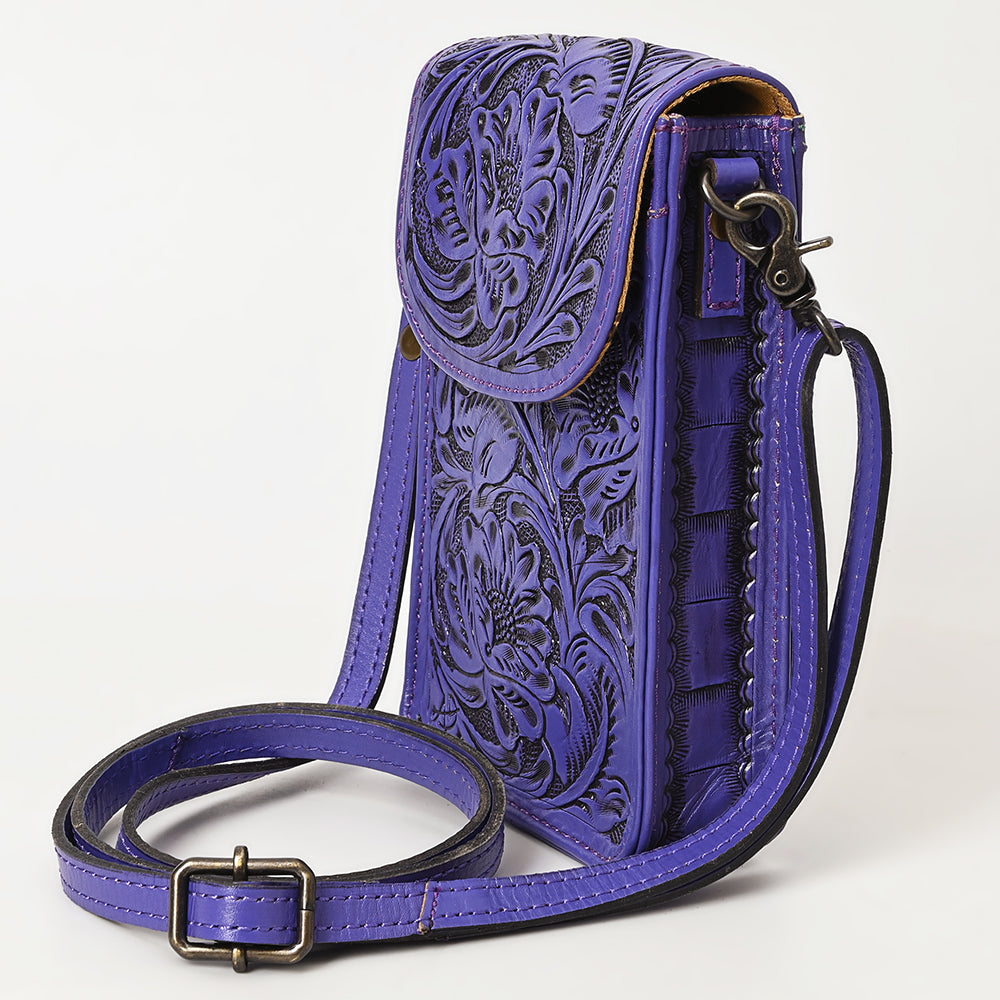 ADBG1448 American Darling Hand Tooled Leather Cell Phone Holder - Western Crossbody