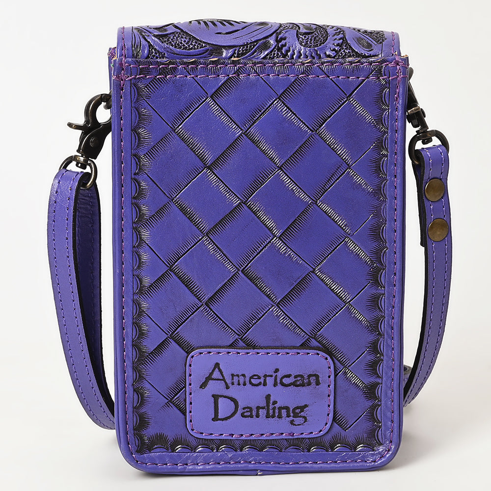 ADBG1448 American Darling Hand Tooled Leather Cell Phone Holder - Western Crossbody
