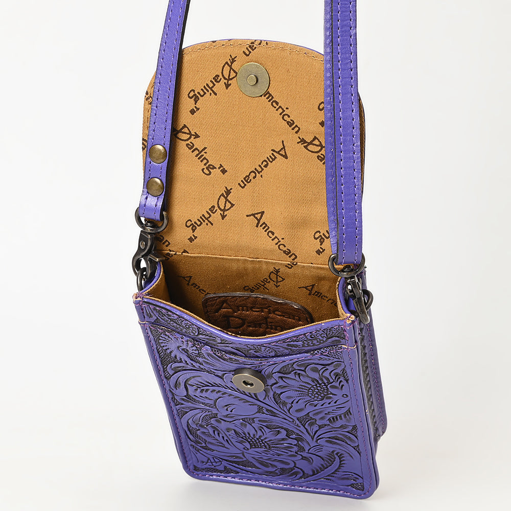 ADBG1448 American Darling Hand Tooled Leather Cell Phone Holder - Western Crossbody