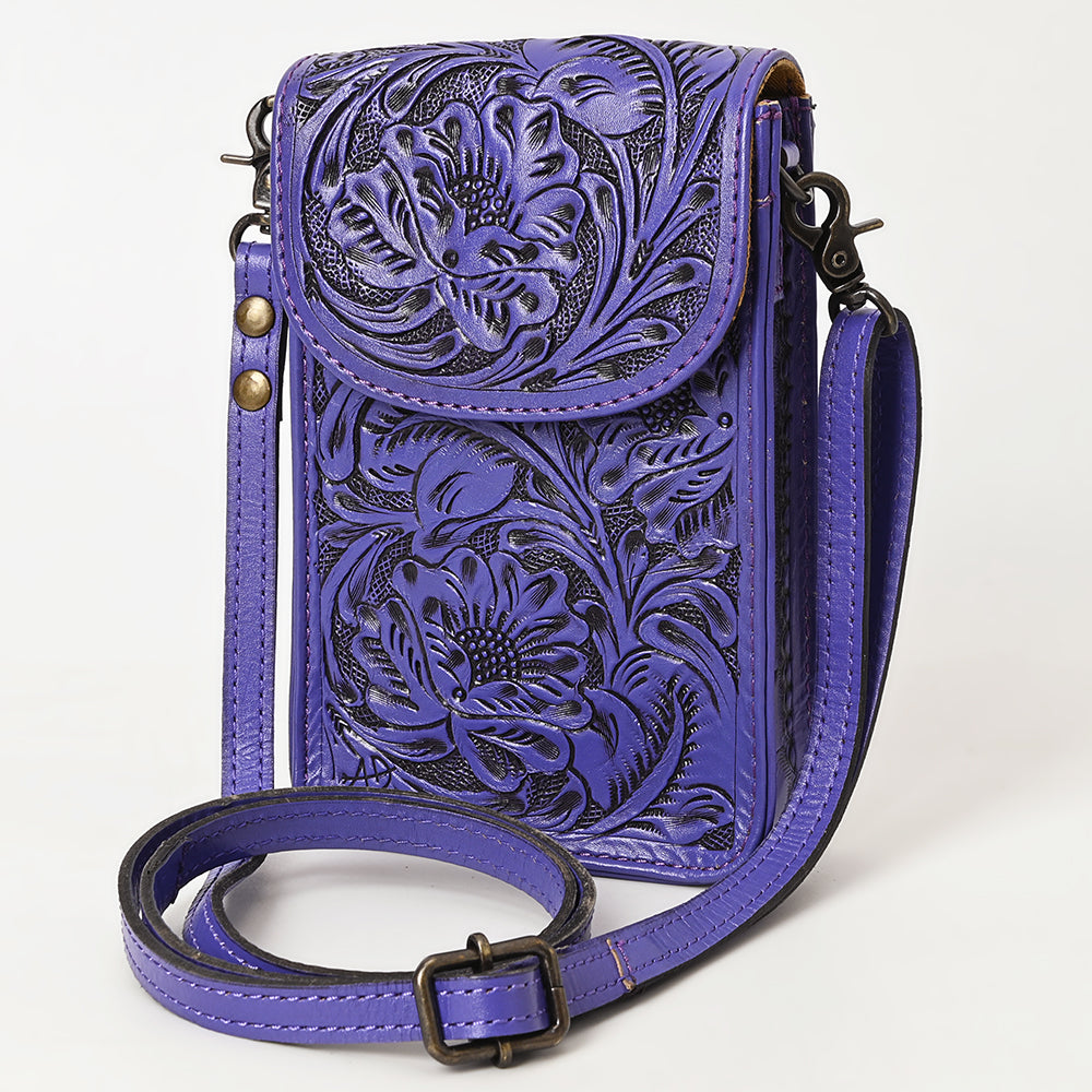 ADBG1448 American Darling Hand Tooled Leather Cell Phone Holder - Western Crossbody
