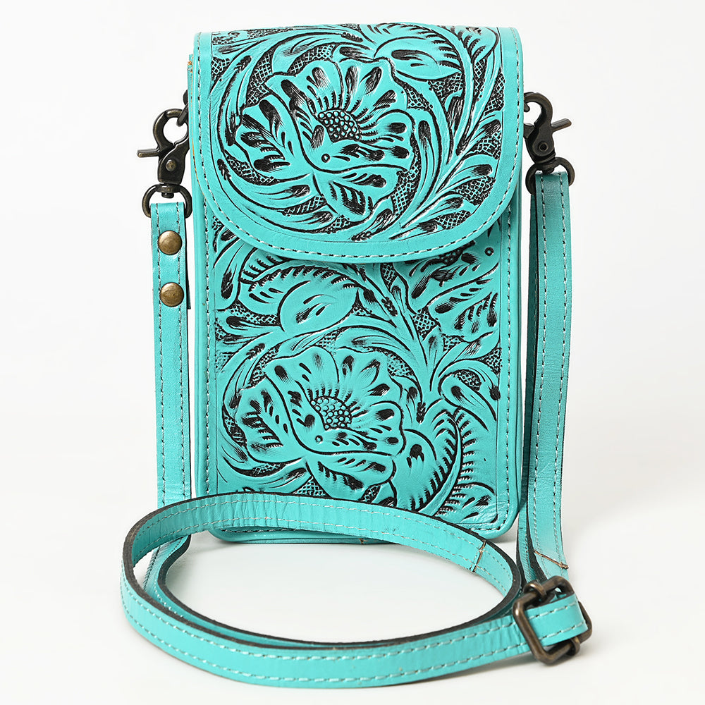 ADBG1448 American Darling Hand Tooled Leather Cell Phone Holder - Western Crossbody