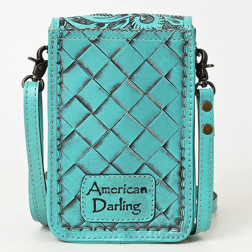 ADBG1448 American Darling Hand Tooled Leather Cell Phone Holder - Western Crossbody