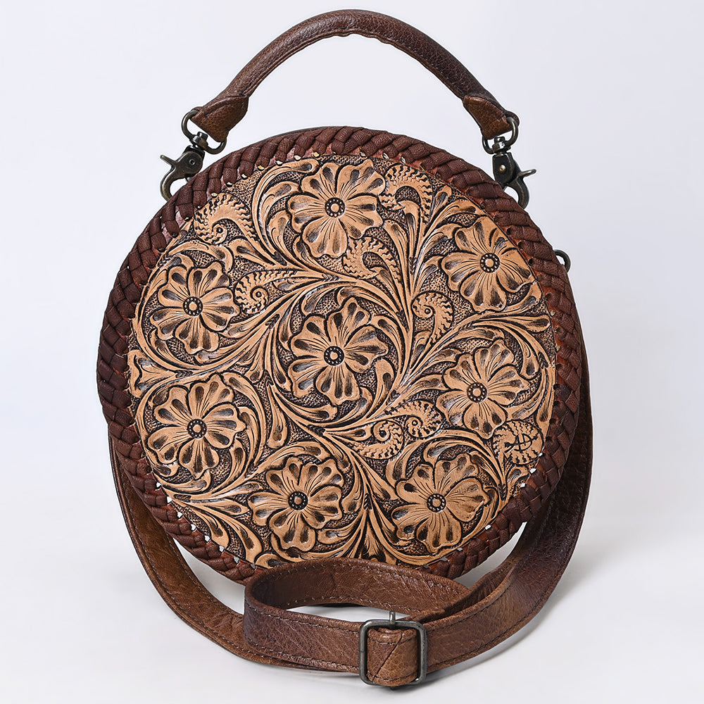 ADBG1449 American Darling Hand Tooled Western Leather Canteen Bag - Genuine Leather Floral Carved Crossbody