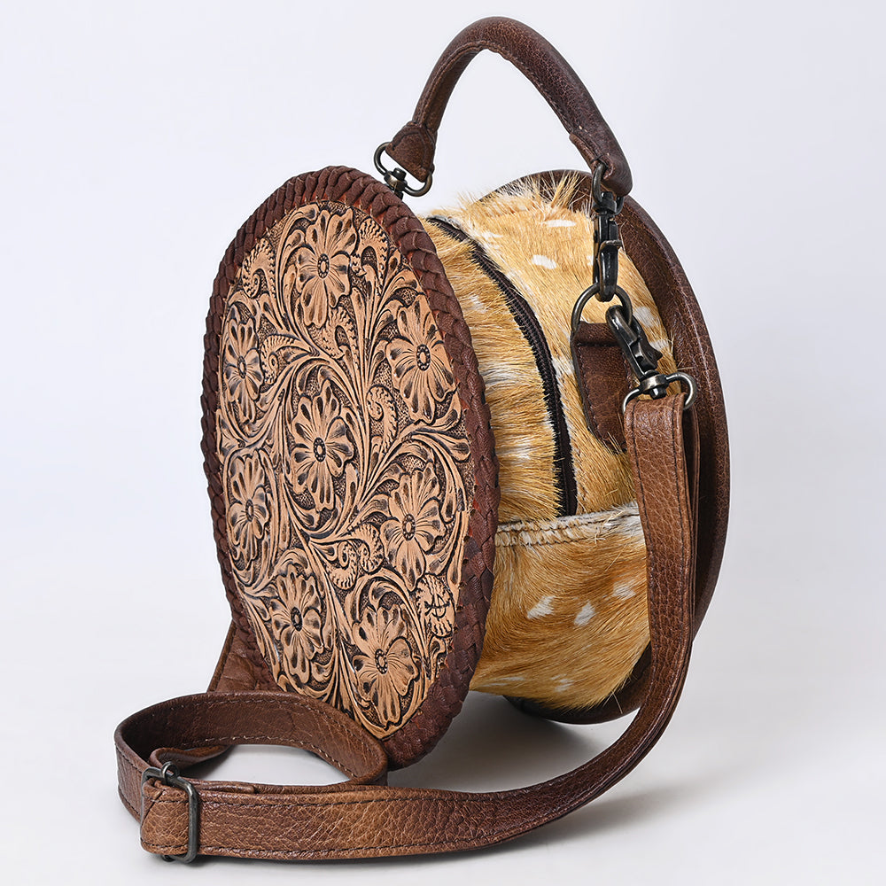 ADBG1449 American Darling Hand Tooled Western Leather Canteen Bag - Genuine Leather Floral Carved Crossbody