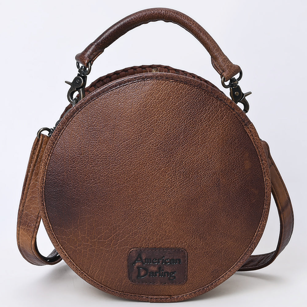 ADBG1449 American Darling Hand Tooled Western Leather Canteen Bag - Genuine Leather Floral Carved Crossbody
