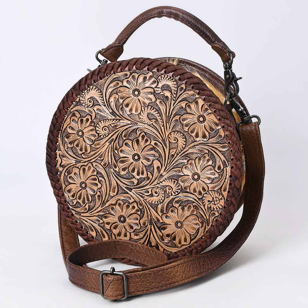 ADBG1449 American Darling Hand Tooled Western Leather Canteen Bag - Genuine Leather Floral Carved Crossbody