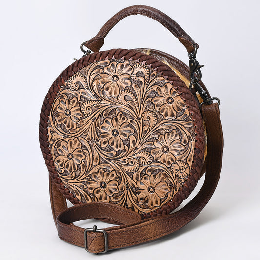 ADBG1449 American Darling Hand Tooled Western Leather Canteen Bag - Genuine Leather Floral Carved Crossbody