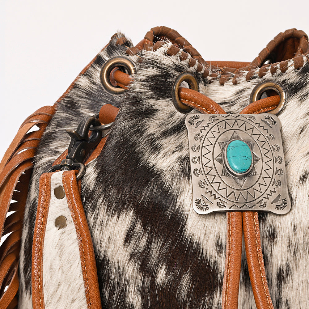ADBG1272 American Darling Hair-On Cowhide Bucket Bag | Western Fringe Purse