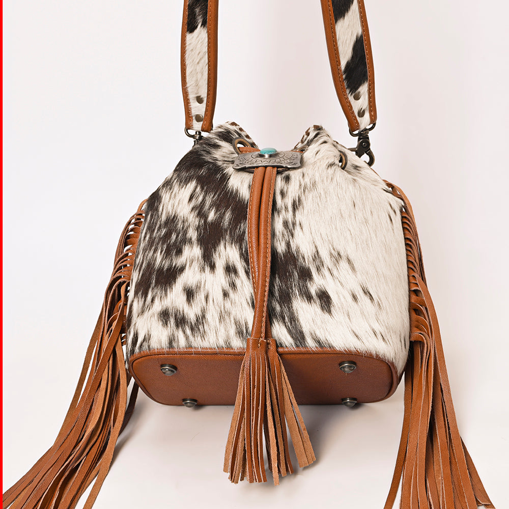 ADBG1272 American Darling Hair-On Cowhide Bucket Bag | Western Fringe Purse