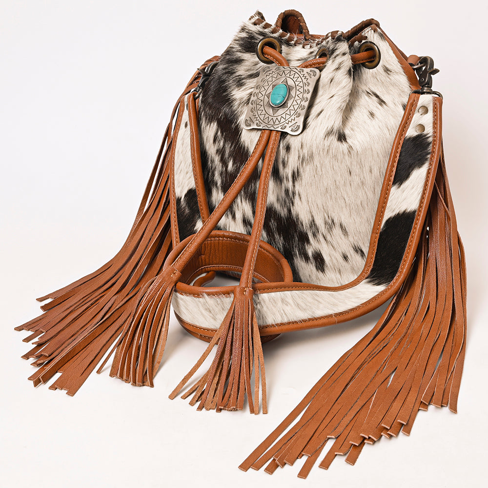 ADBG1272 American Darling Hair-On Cowhide Bucket Bag | Western Fringe Purse