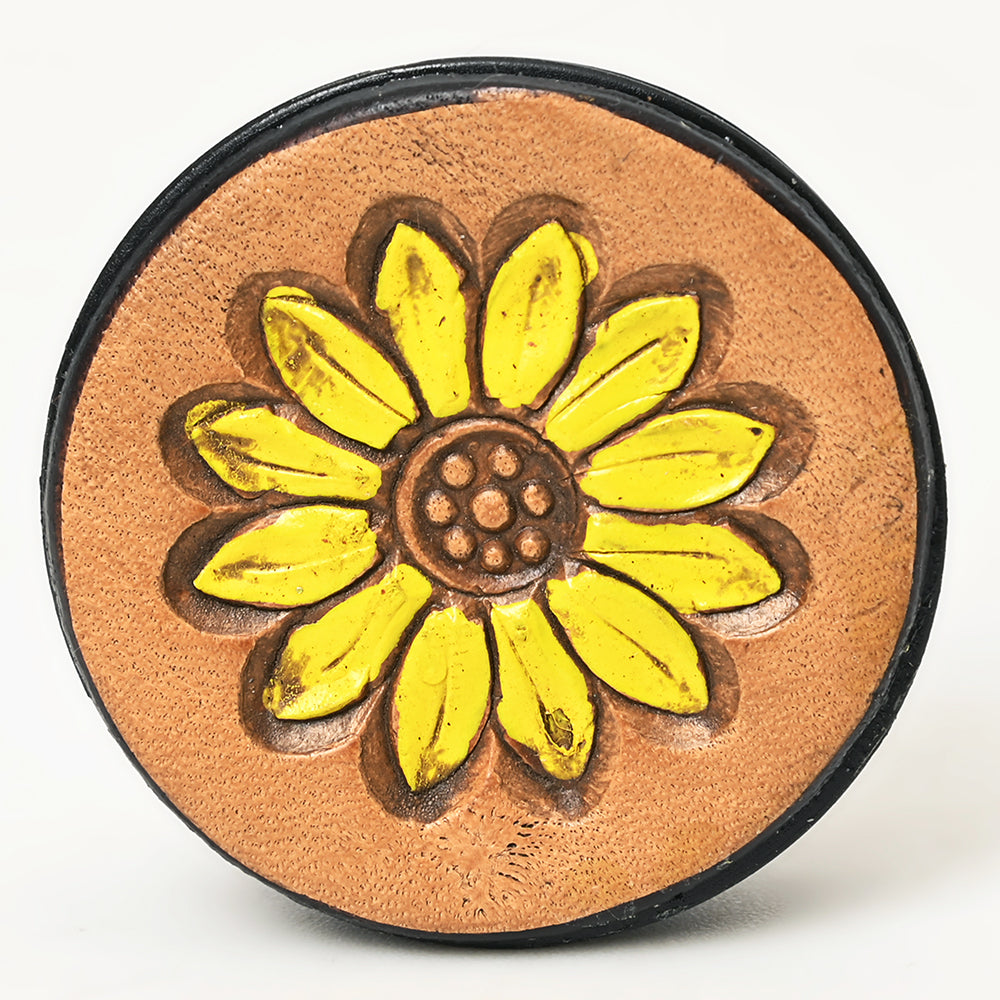 ADPNA101 Floral Design Hand-Tooled Leather Cell Phone Pop Socket - By American Darling