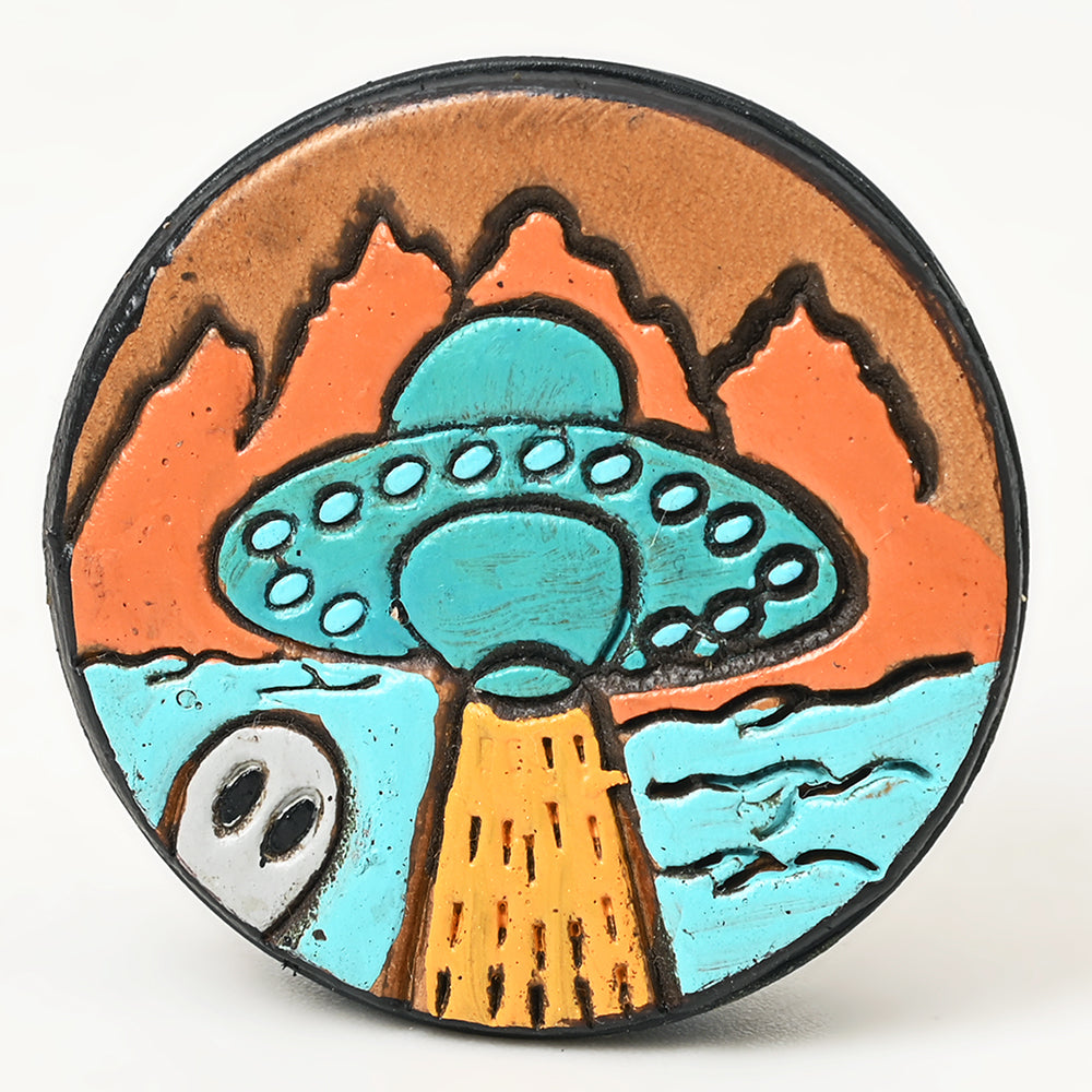 ADPNA101 Floral Design Hand-Tooled Leather Cell Phone Pop Socket - By American Darling