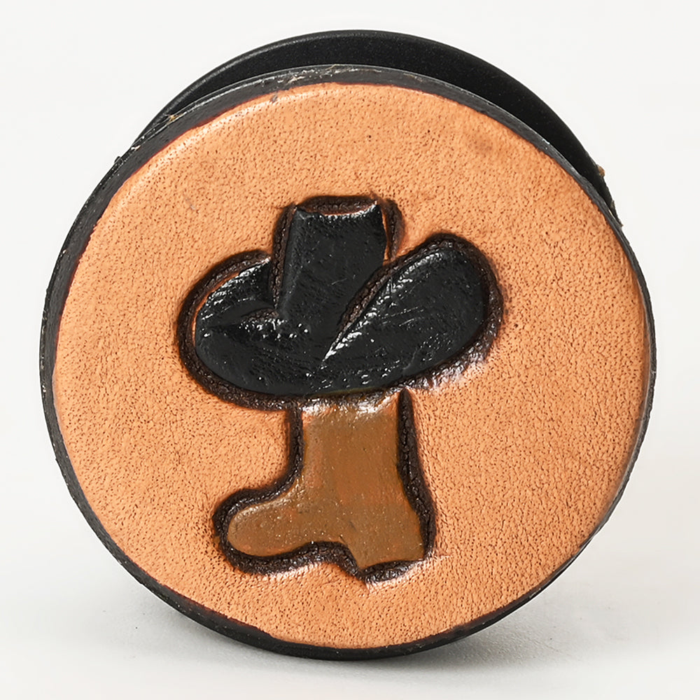 ADPNA101 Floral Design Hand-Tooled Leather Cell Phone Pop Socket - By American Darling