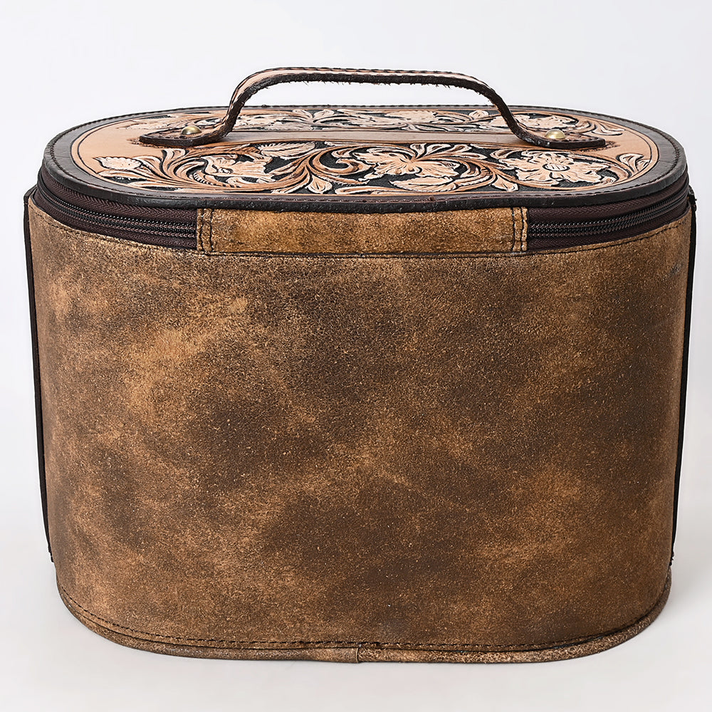 ADBGA411 Tooled Leather Jewelry Case with Spacious Interior and Durable Structured Body