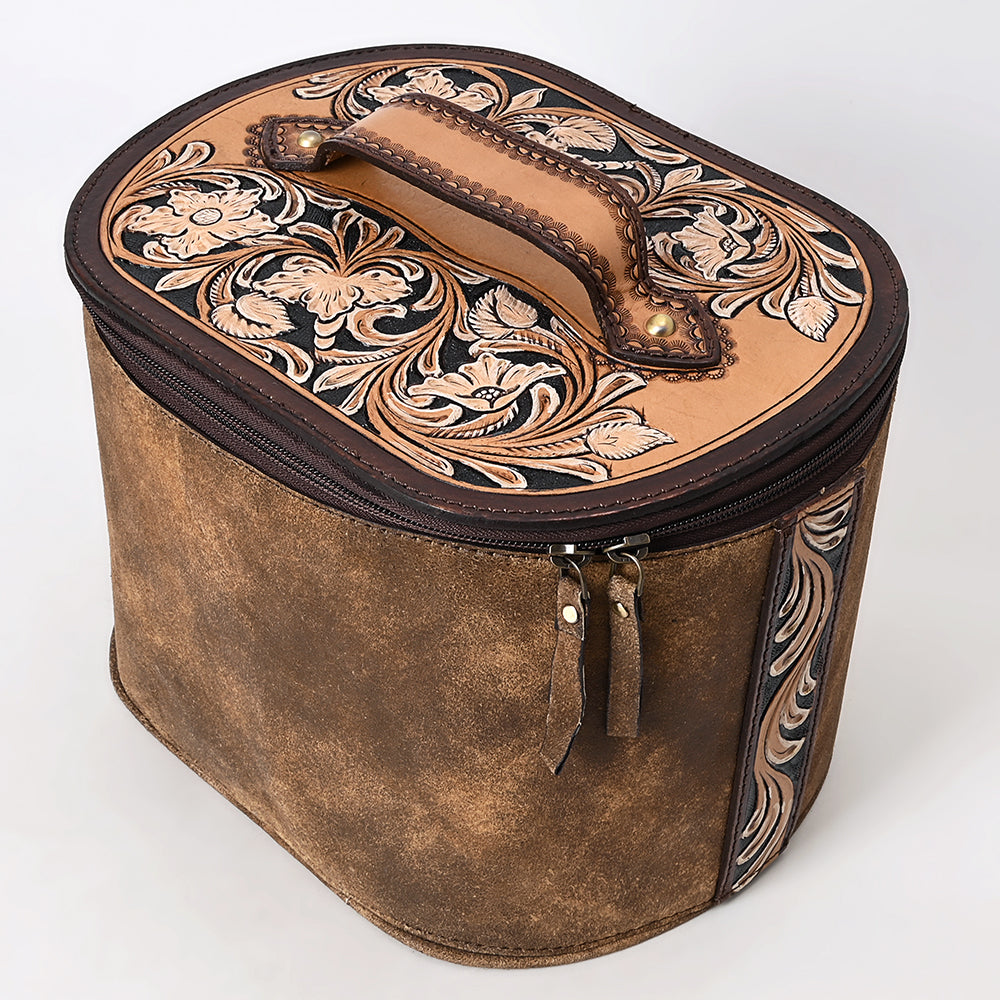 ADBGA411 Tooled Leather Jewelry Case with Spacious Interior and Durable Structured Body
