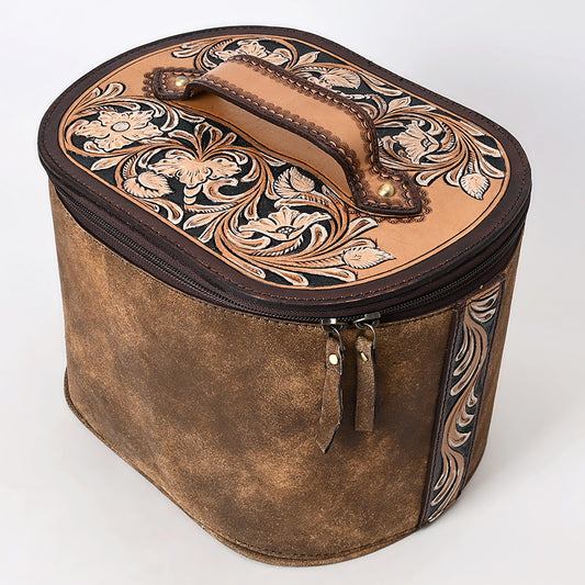 ADBGA411 Tooled Leather Jewelry Case with Spacious Interior and Durable Structured Body