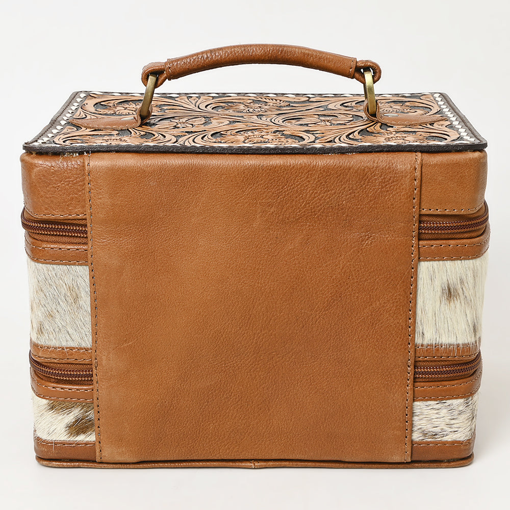 ADBGA454 American Darling Double-Layer Tooled Leather Cowhide Jewelry Case Western Vanity Organizer