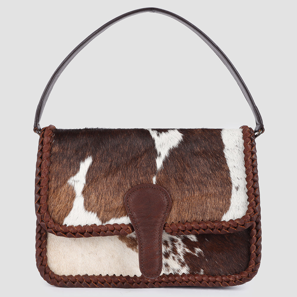 ADBGM403 Hair-On Cowhide Shoulder Bag with Braided Leather Trim - American Darling