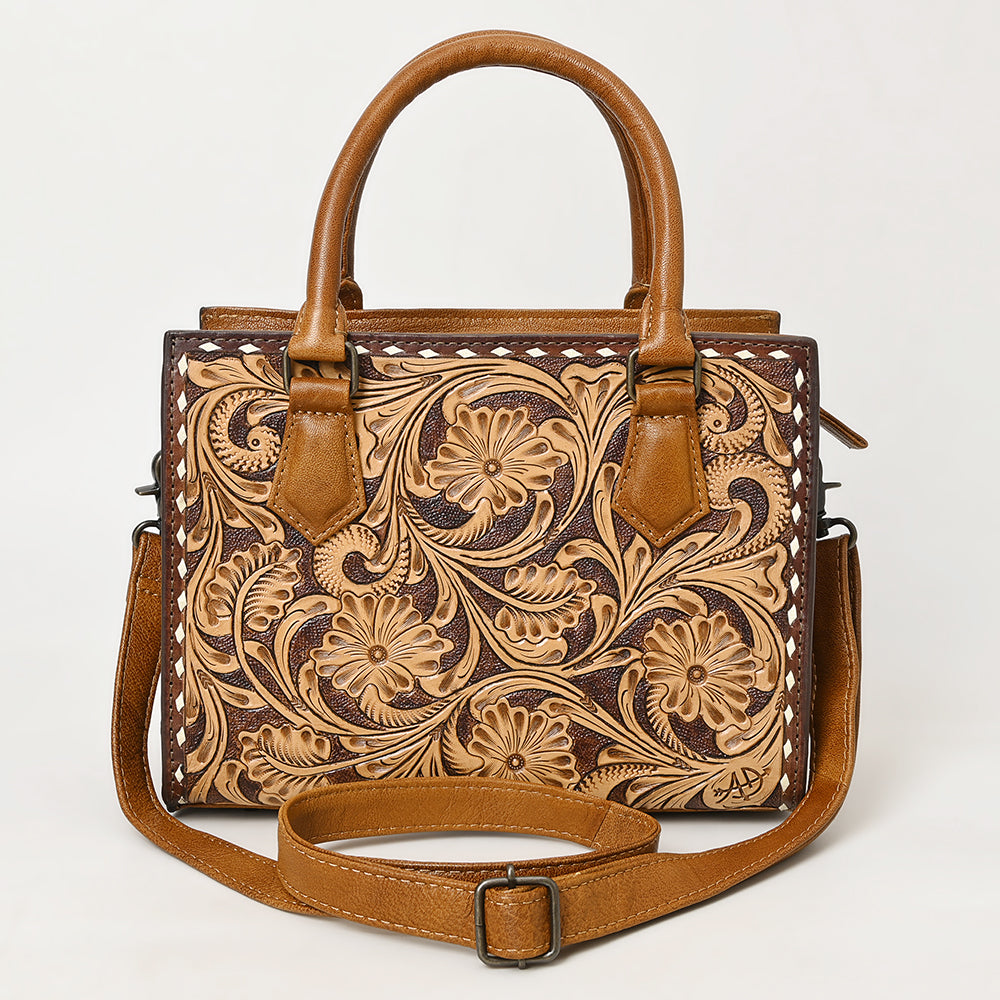 ADBG1453 American Darling Tooled Leather Tote - Floral Carved Crossbody