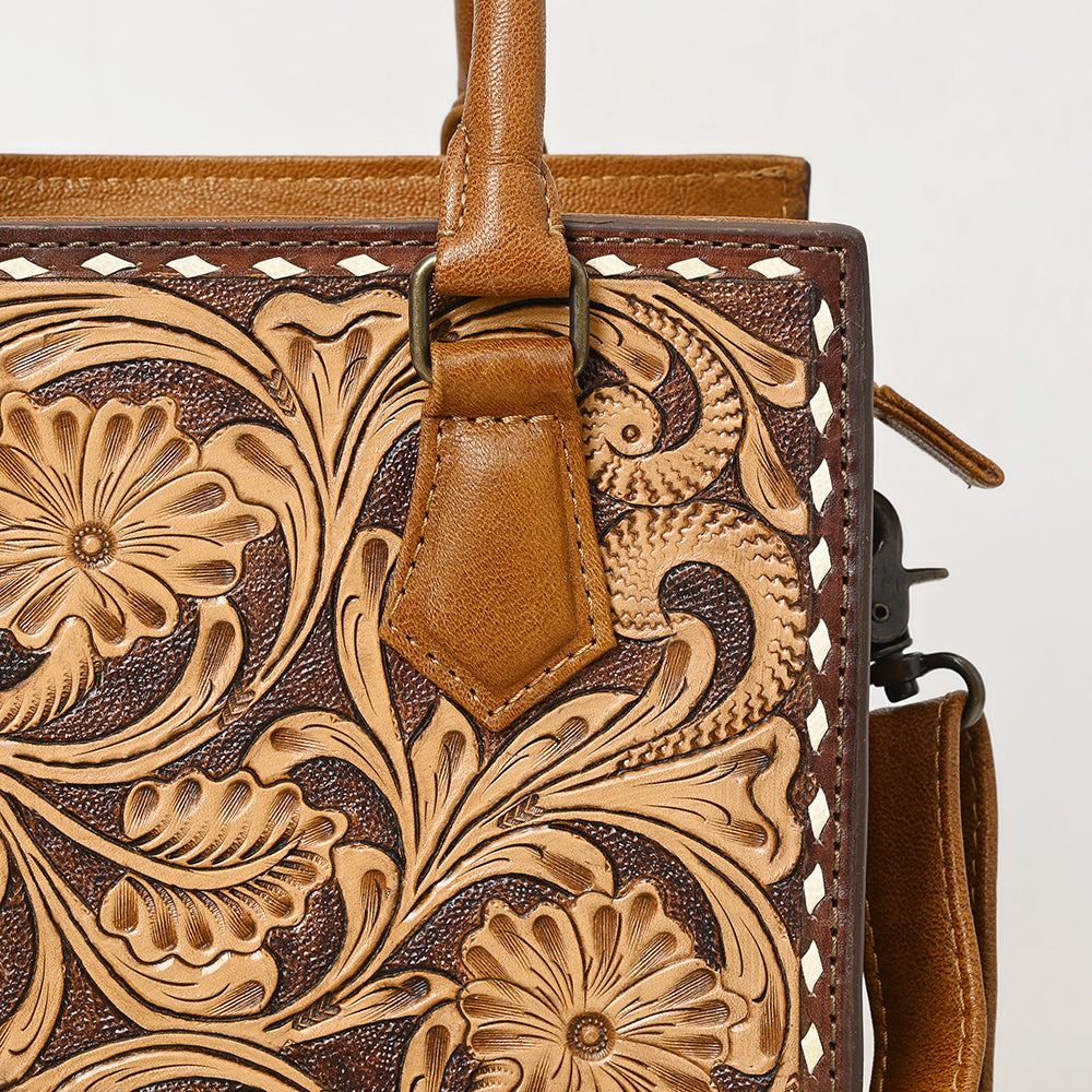 ADBG1453 American Darling Tooled Leather Tote - Floral Carved Crossbody