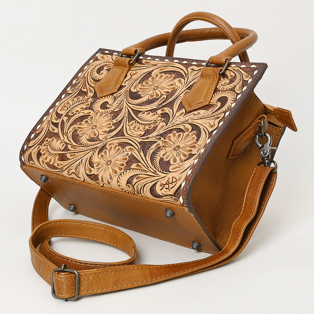 ADBG1453 American Darling Tooled Leather Tote - Floral Carved Crossbody