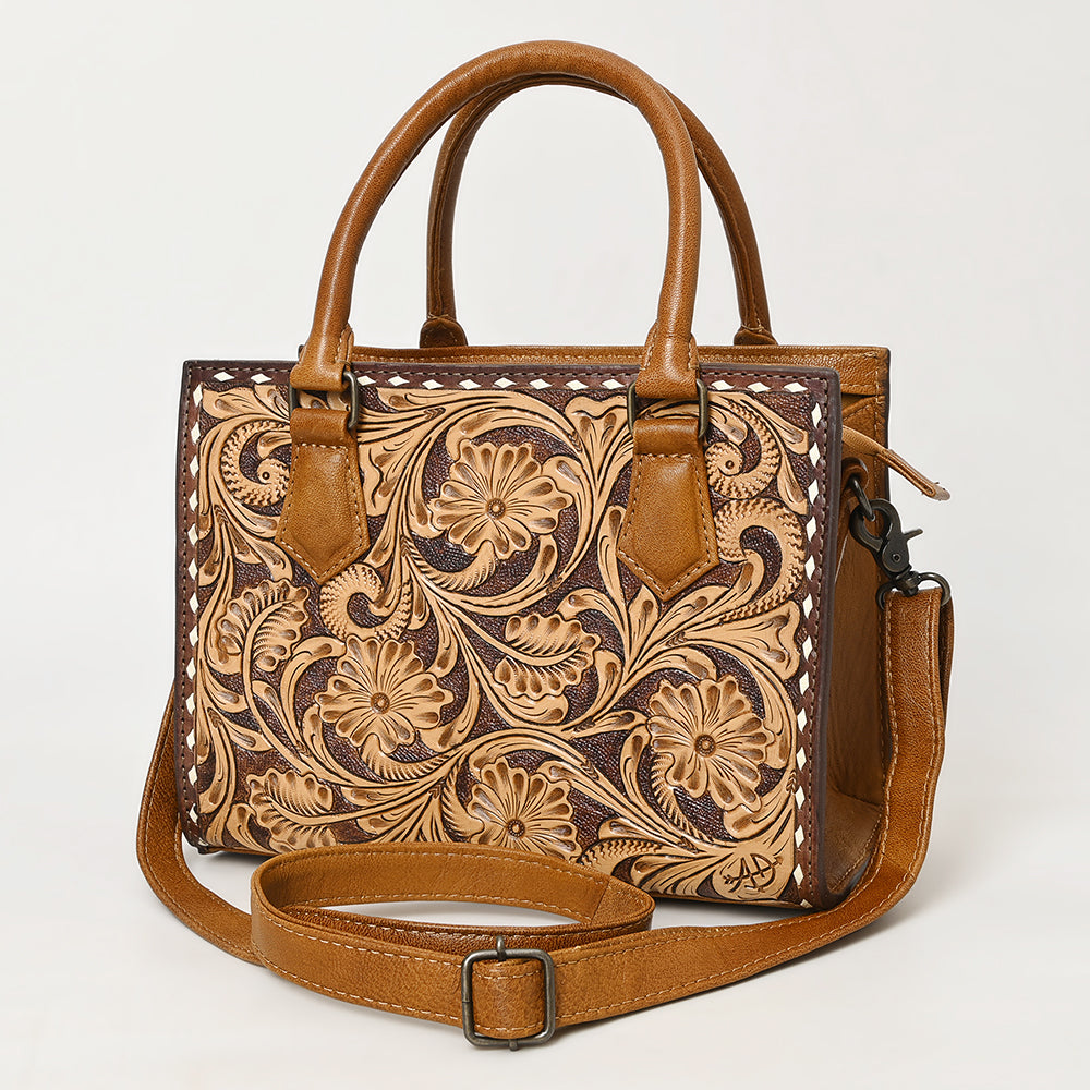 ADBG1453 American Darling Tooled Leather Tote - Floral Carved Crossbody