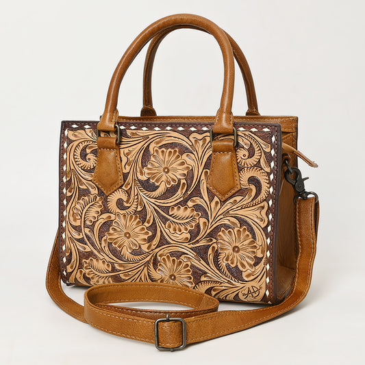 ADBG1453 American Darling Tooled Leather Tote - Floral Carved Crossbody