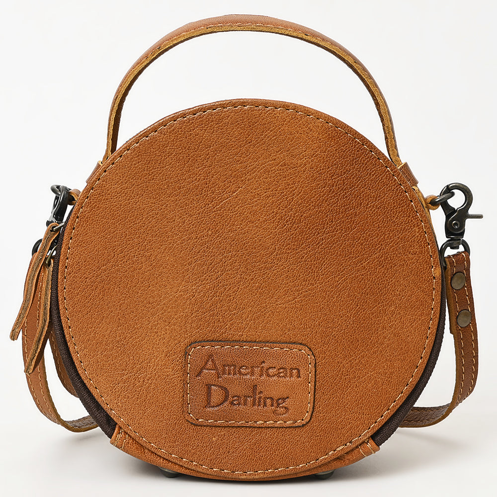 ADBG1457 American Darling Tooled Leather Canteen Bag - Barrel Racing Western Purse