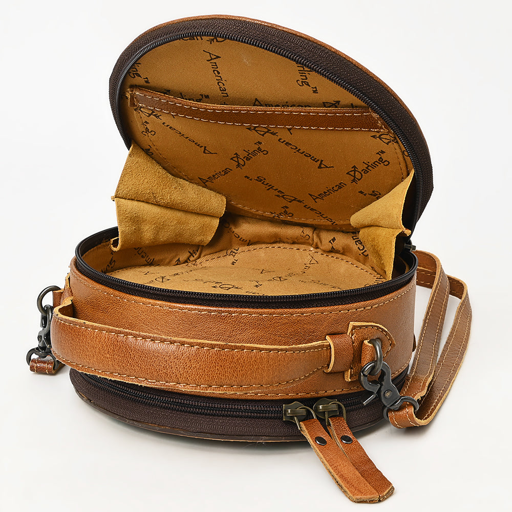 ADBG1457 American Darling Tooled Leather Canteen Bag | Barrel Racing Western Purse