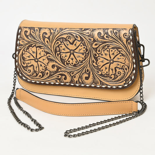 ADBGZ831 Hand-Tooled Leather Western Crossbody Bag Floral Chain Shoulder Purse