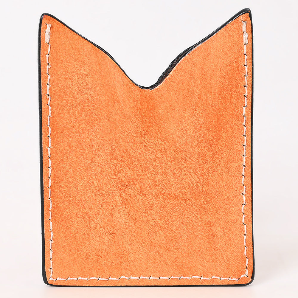 ADCCF112 Sunflower Hand-Tooled Leather Card Holder - Western Boot-Top Design